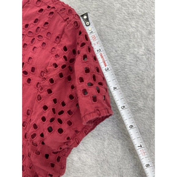 Madewell Women's Cutout Dress Solid Red Pockets Short Sleeve Size 6 - Picture 6 of 10